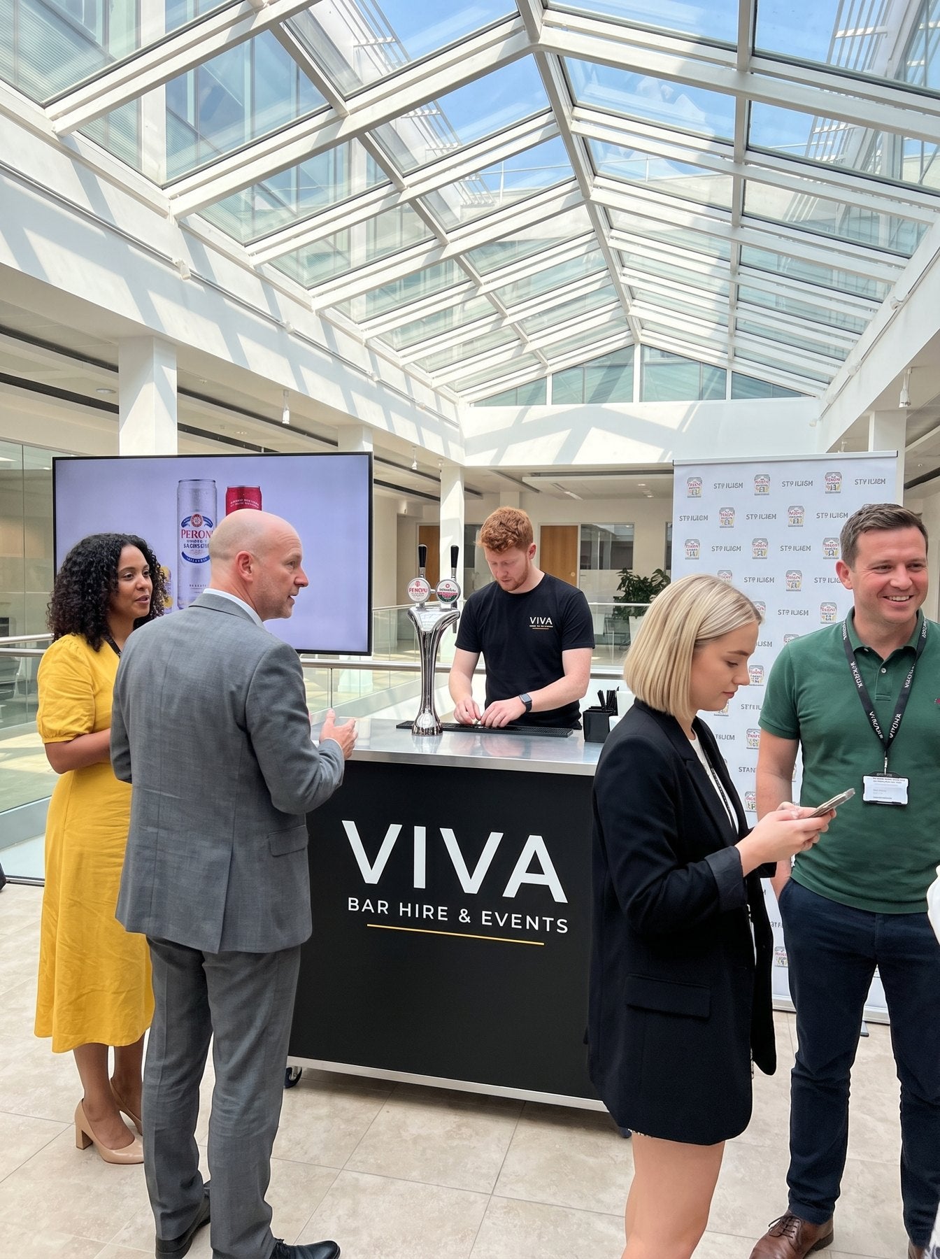 VIVA bar at a corporate summer party on a hotel lawn
