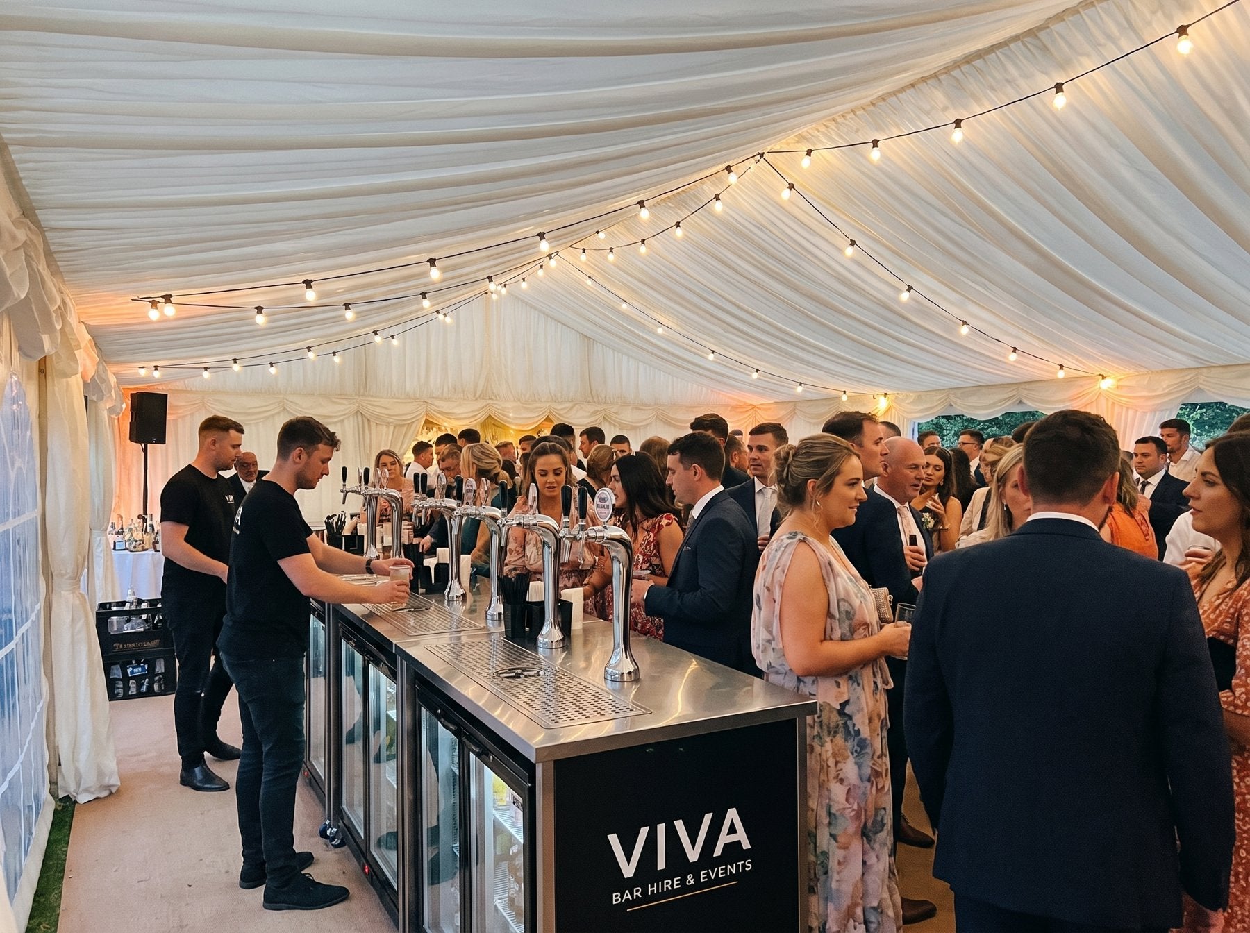 Marquee reception with VIVA bar set up