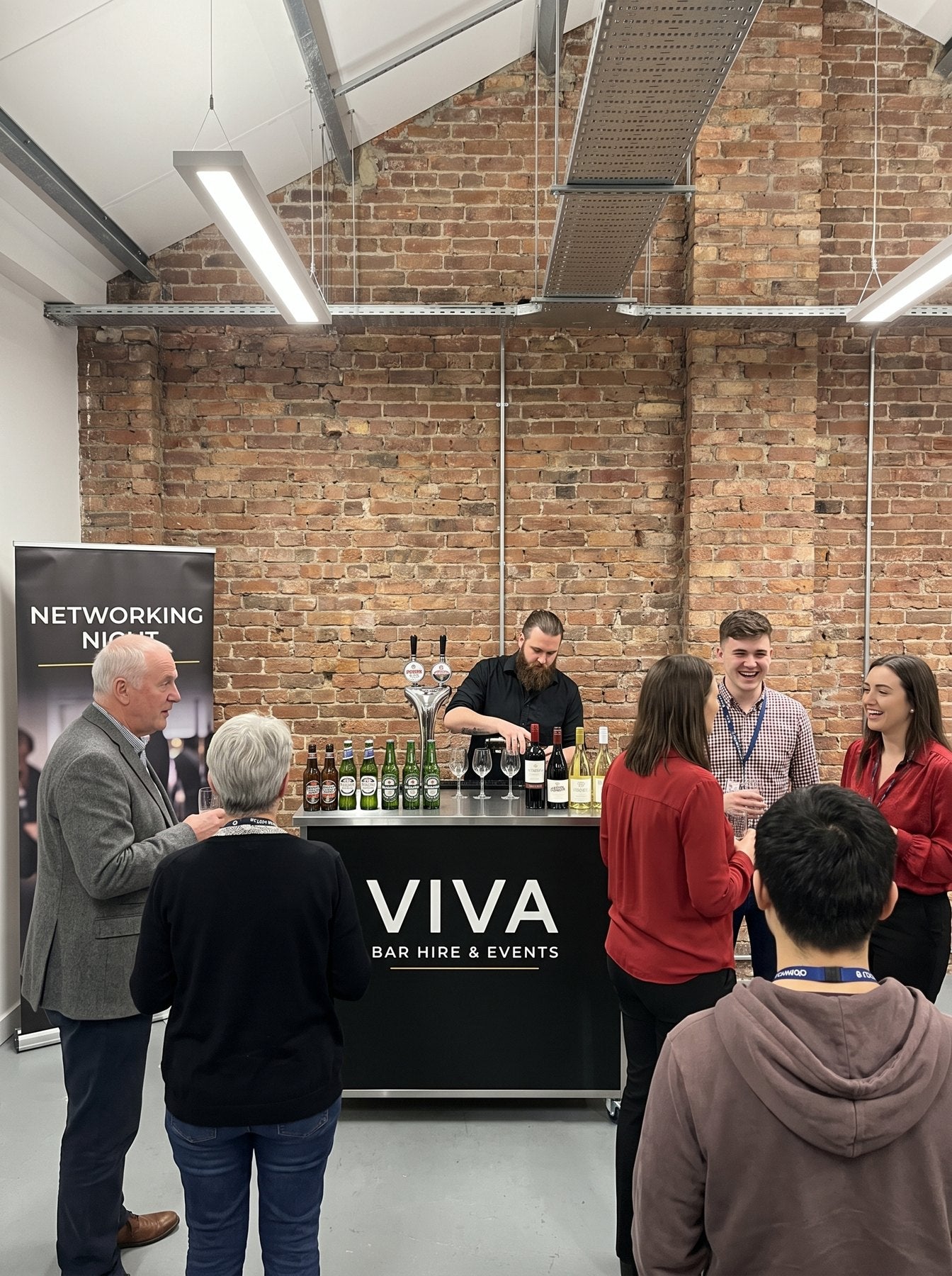 Warehouse networking event with VIVA bar