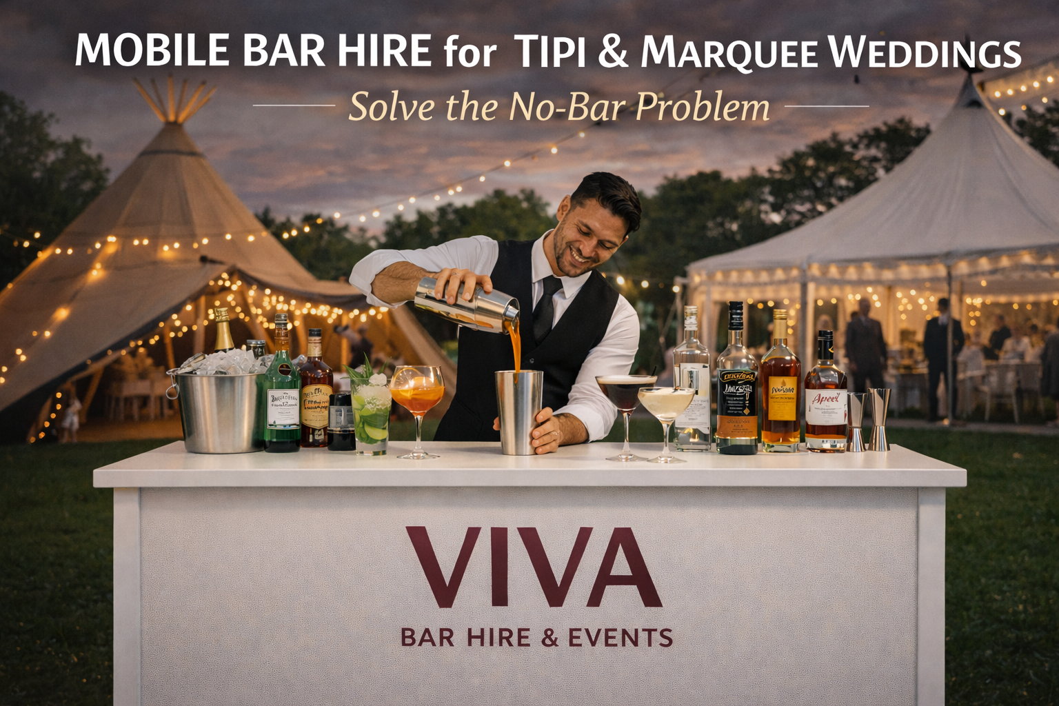 Mobile Bar Hire for Tipi & Marquee Weddings – Solve the No-Bar Problem