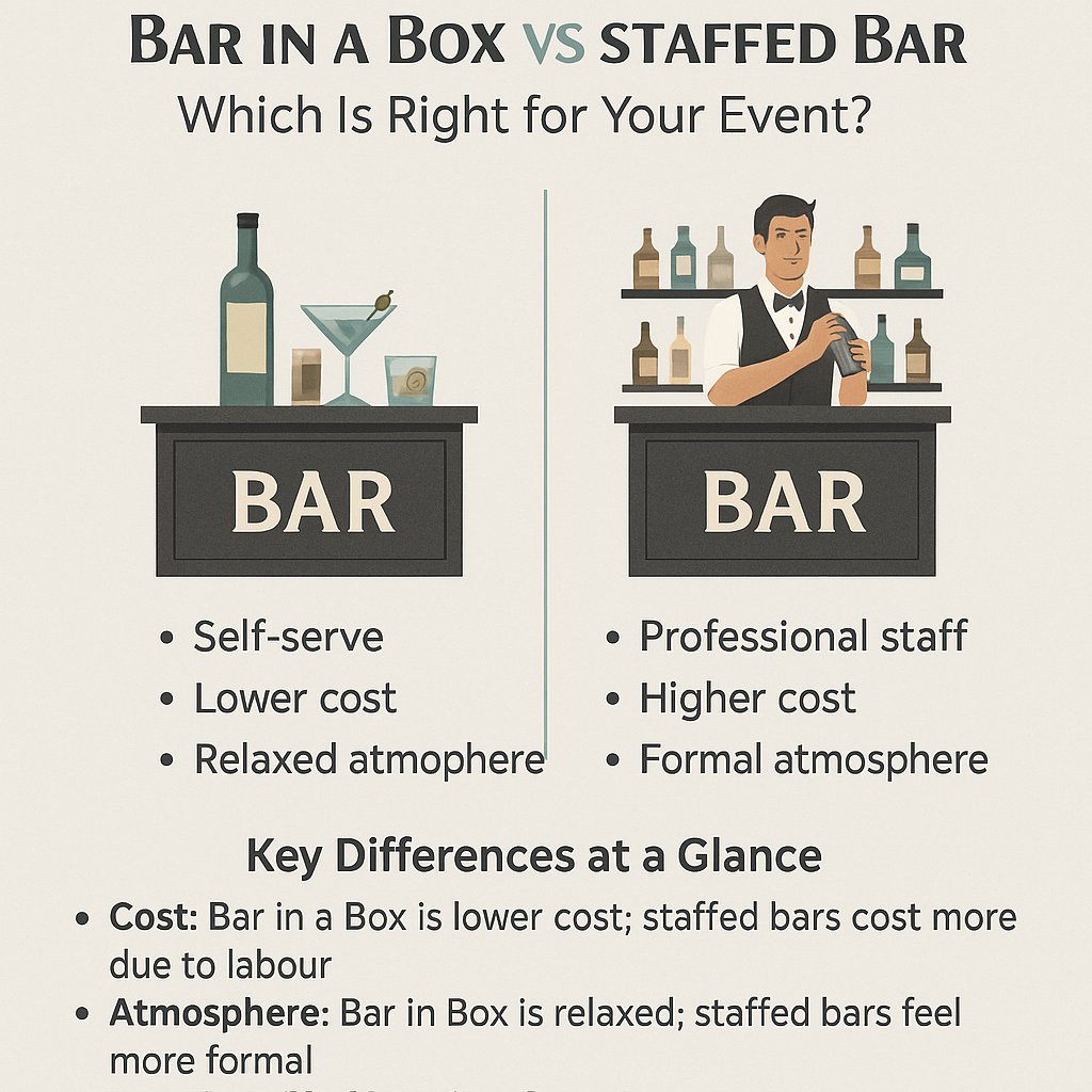Bar in a Box vs Staffed Bar – Which Is Right for Your Event?