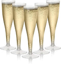 Premium Clear Plastic Champagne Flutes, 133ml - Reusable (Pack of 24)