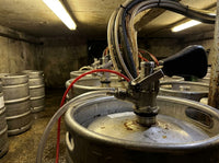 D Type Keg Coupler with JG Fittings & NRV in use
