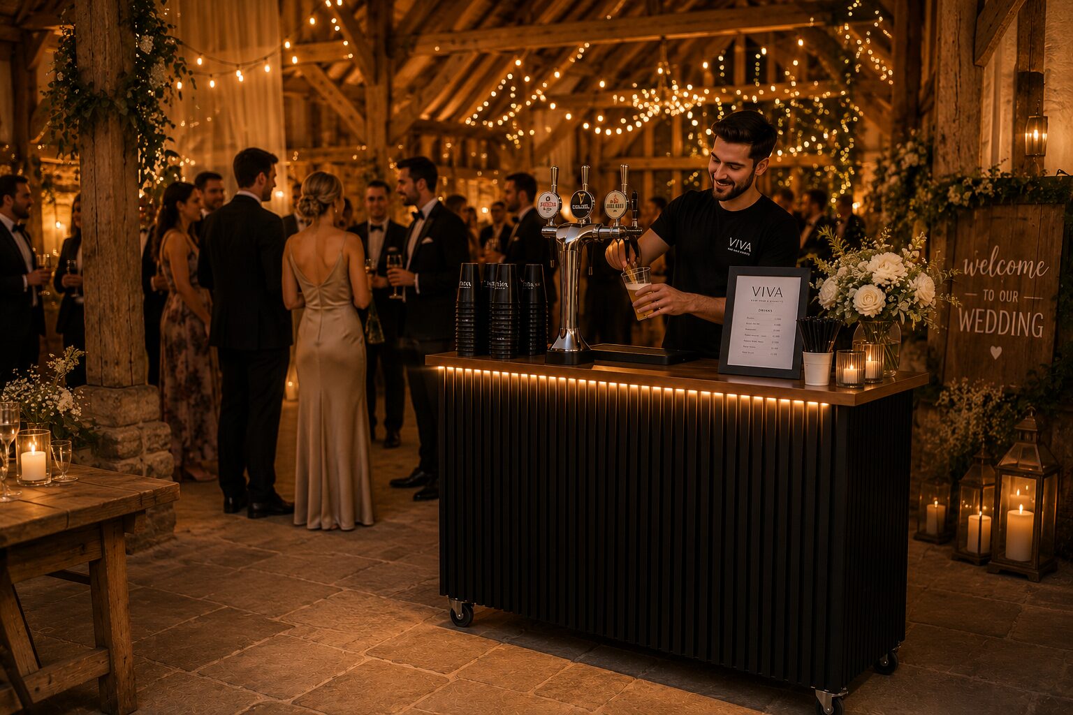 Barn wedding with VIVA bar