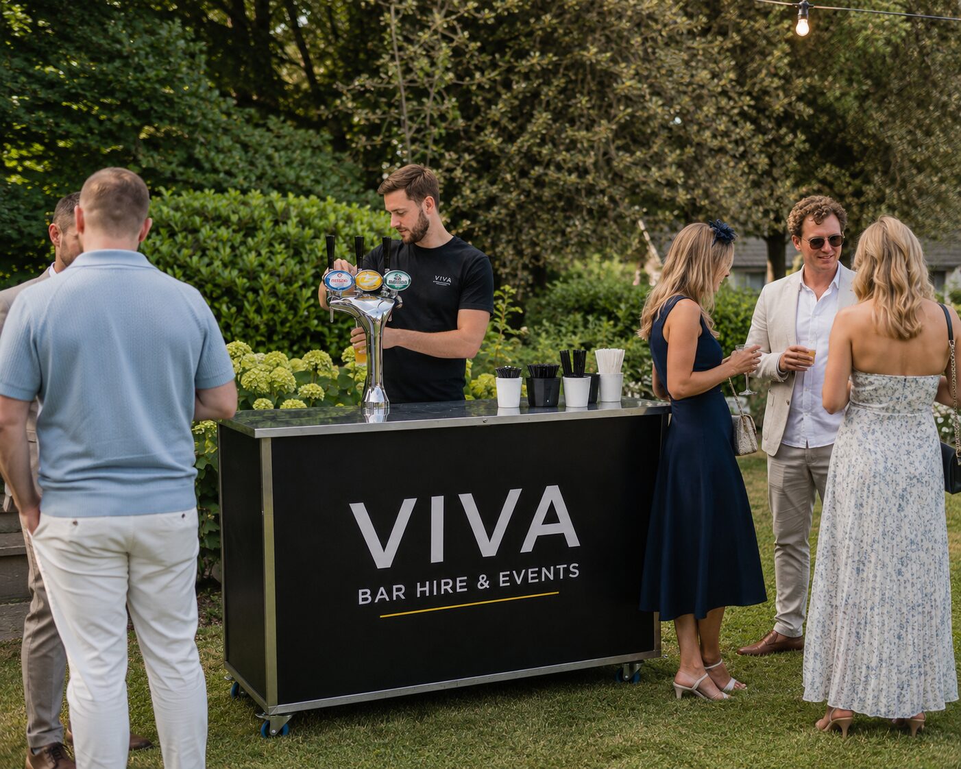 Daytime garden party with VIVA bar