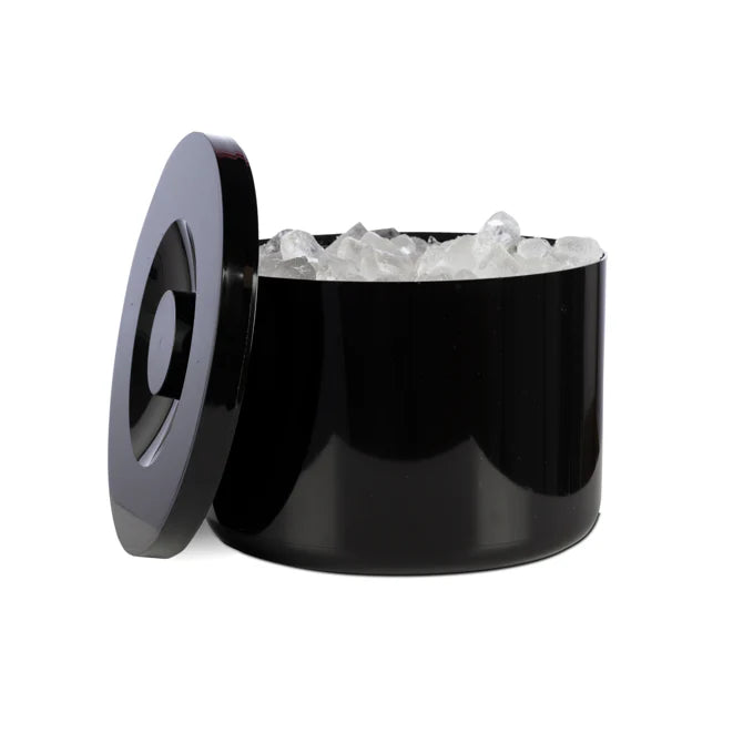 Plastic insulated ice bucket, black, 10 litre