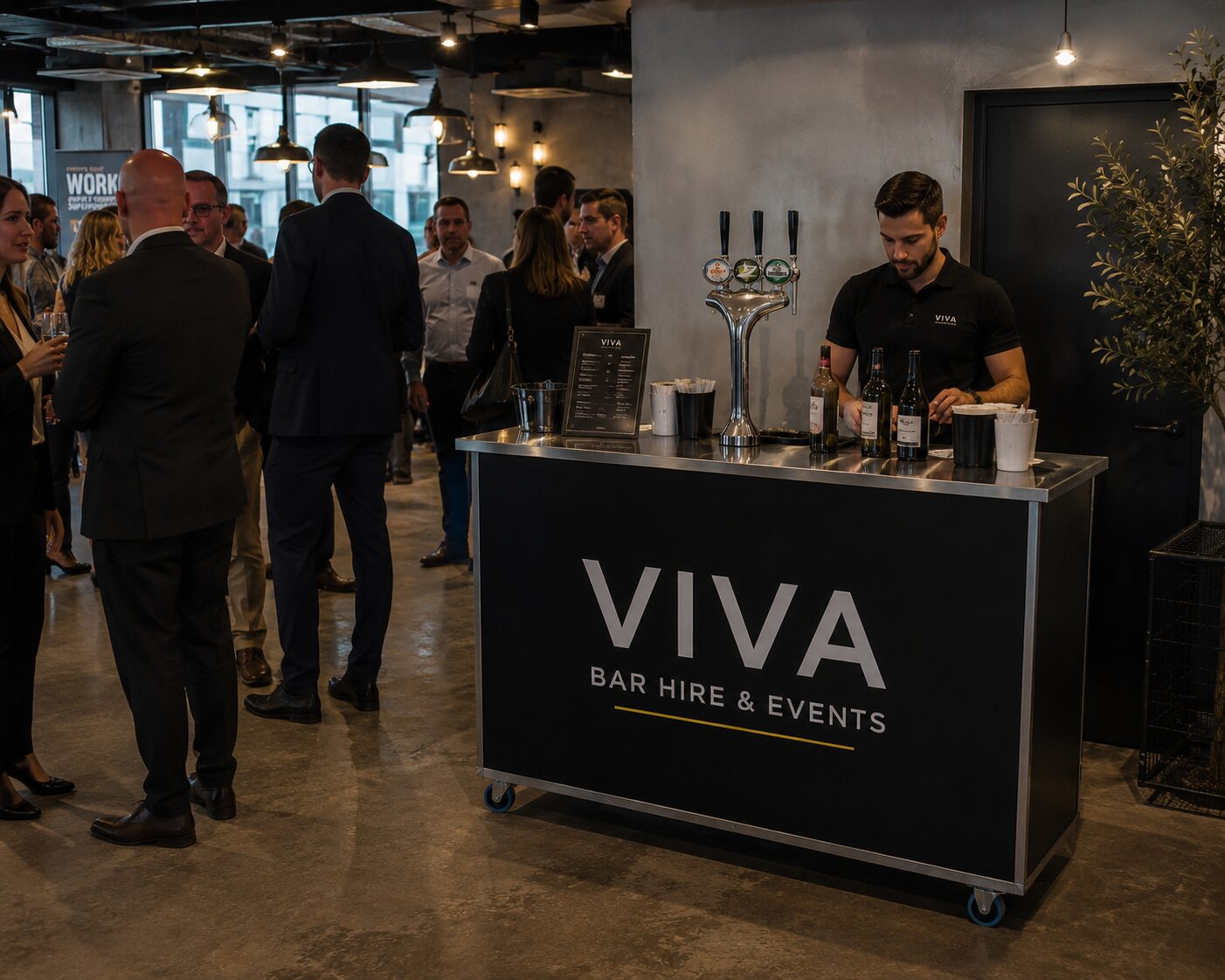 Corporate summer party with a VIVA bar on a hotel lawn