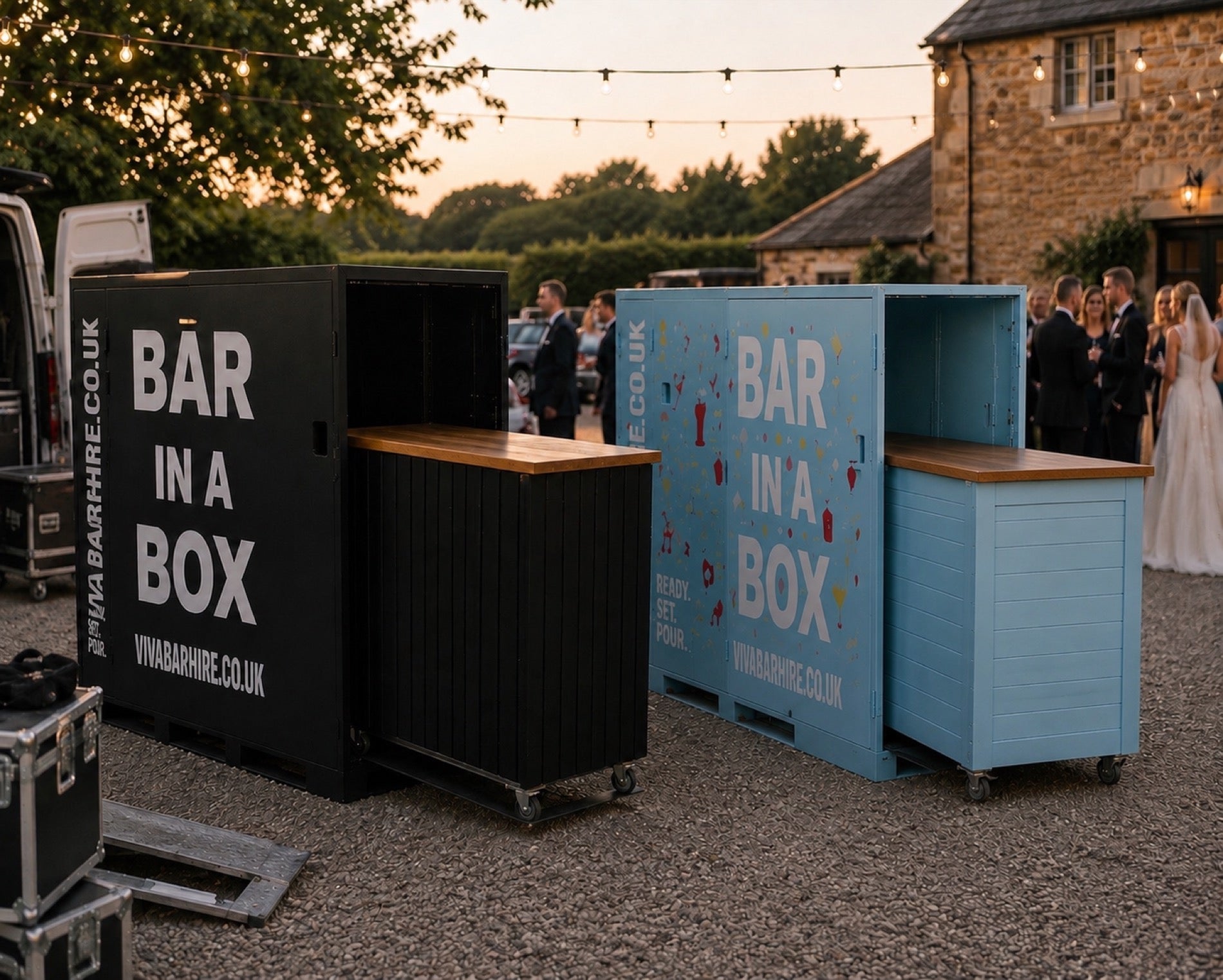 Bar in a Box at a wedding