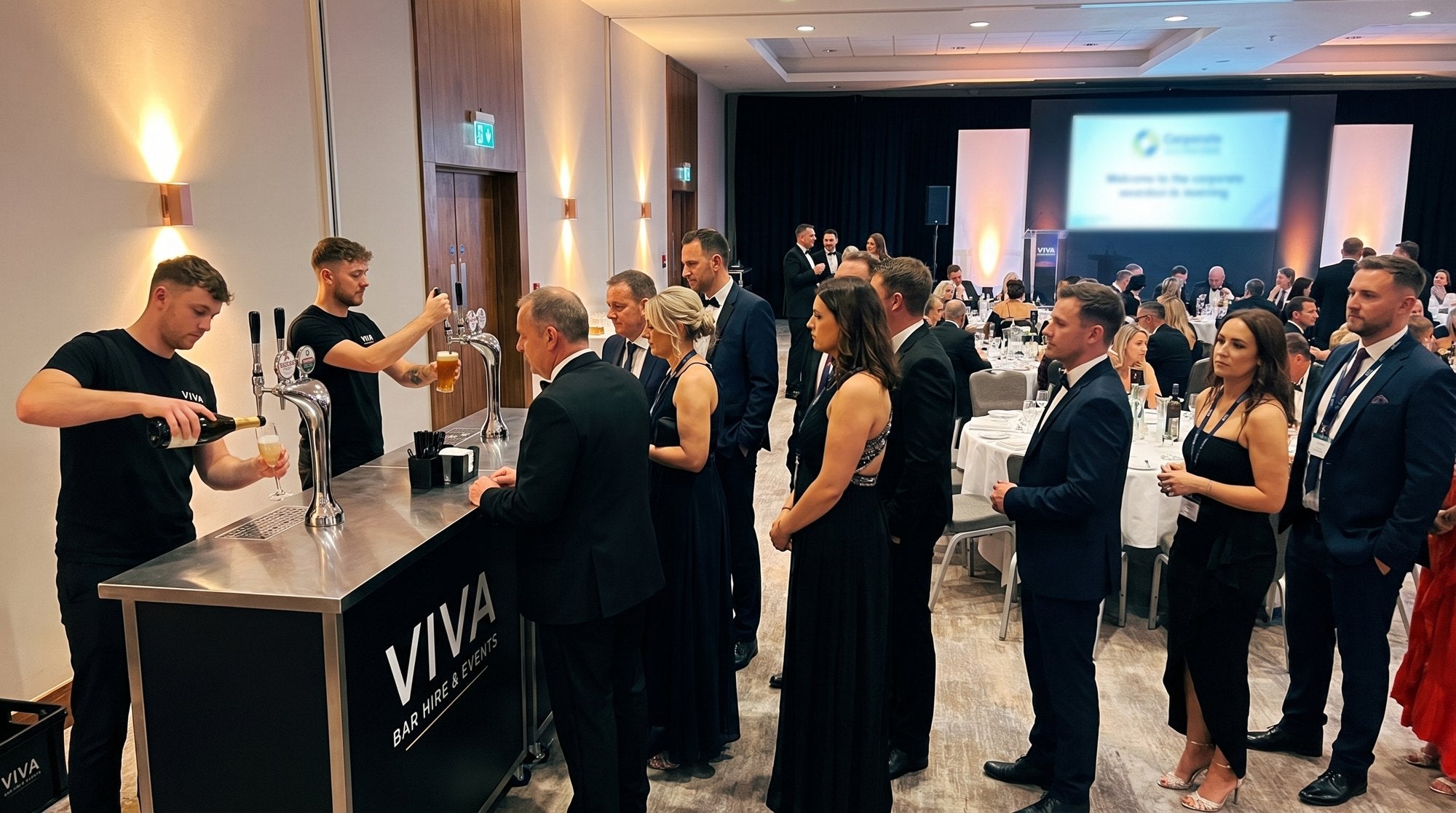 VIVA bar serving guests at a corporate awards dinner