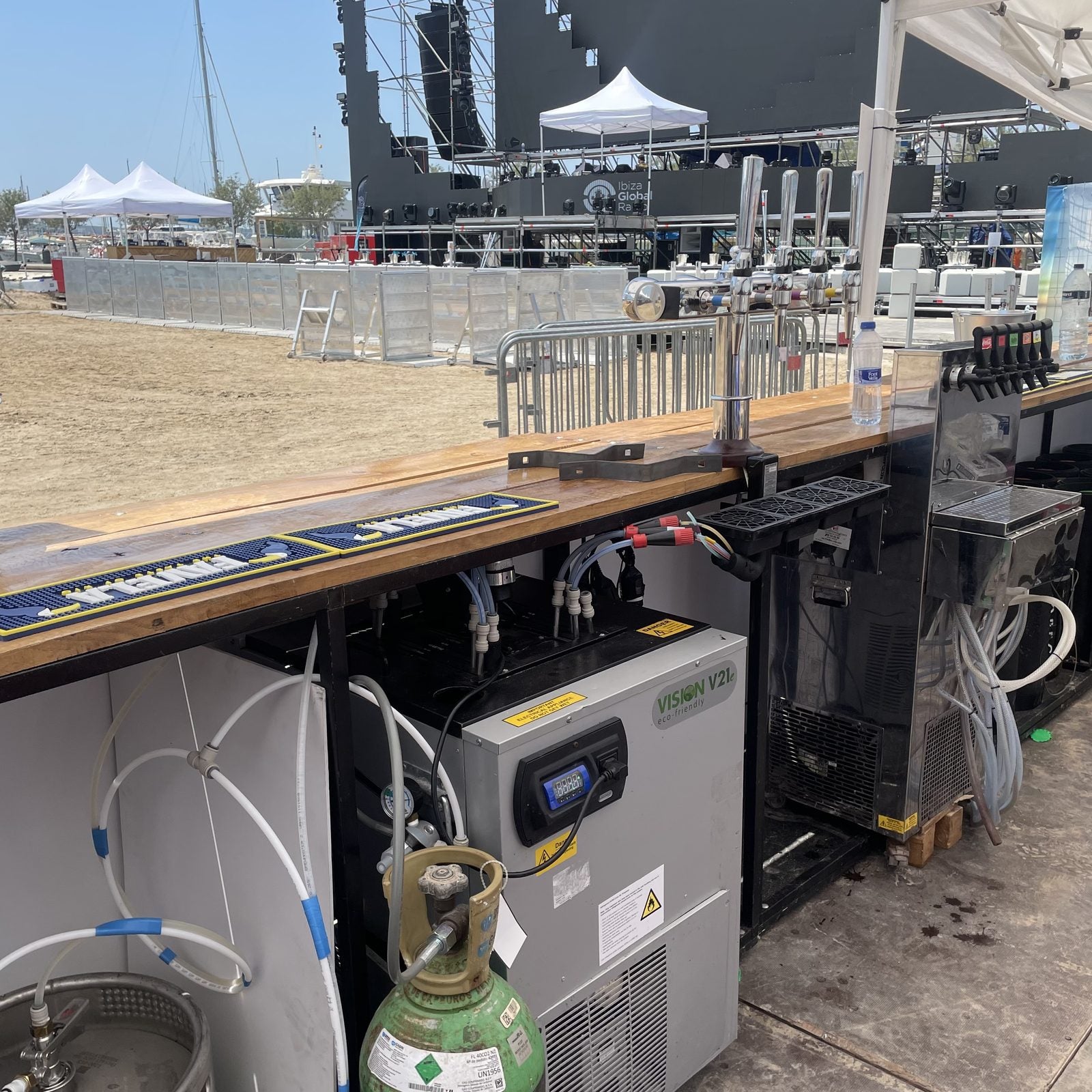 Multi-tap pour station at Ibiza Global Radio Festival main stage