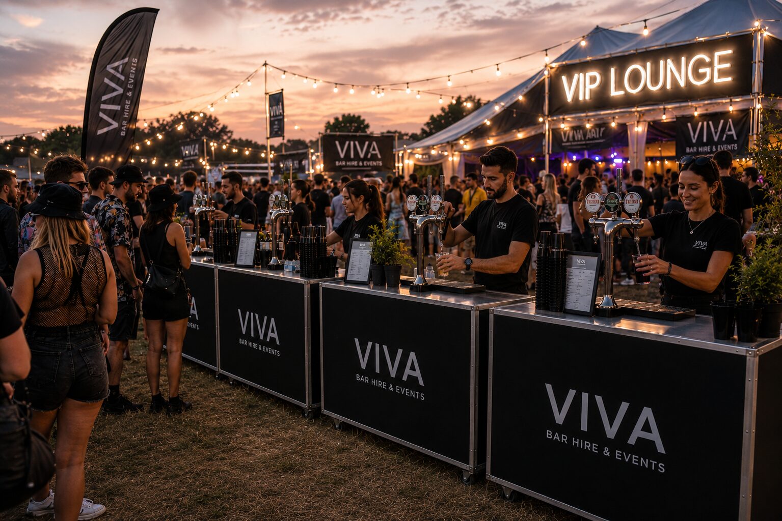 Festival VIP bar at sunset